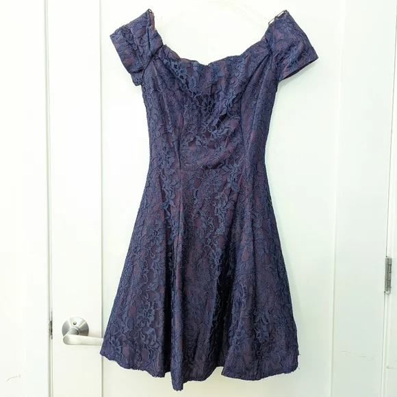 open lace back dress 80’s Red Party Dress main image 0